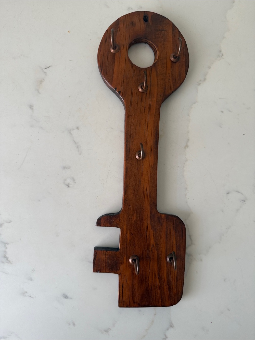 Vintage Handmade Rustic Brown Wooden Key Wall Hook Rack